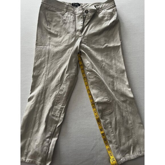 Talbots Womens Khaki Beige Cotton Casual Pants W/Pockets & Button Closure 16 - Picture 1 of 7